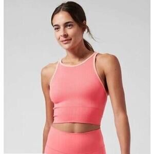 NWT Athleta Aurora High Neck Crop Tank, Sz Small, Sunset Glow